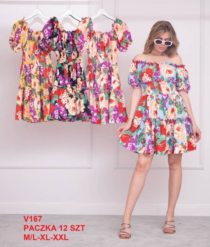 Sukienki damskie Roz M/L-XL-2XL, Mix Kolor .Paczka 12 szt